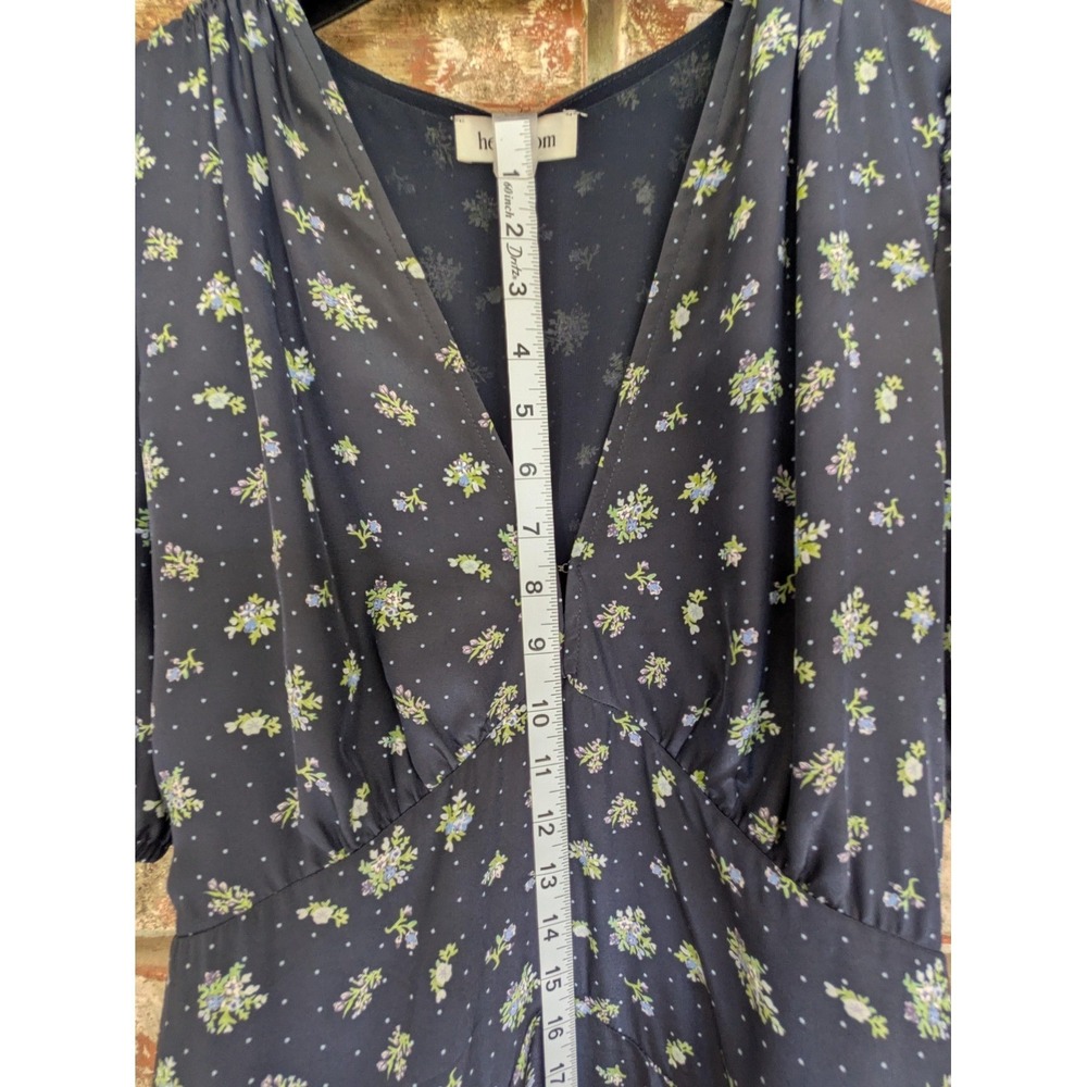Heartloom Cottagecore Coquette Prairie Floral Wrap Dress Romantic Blue M - Picture 6 of 10